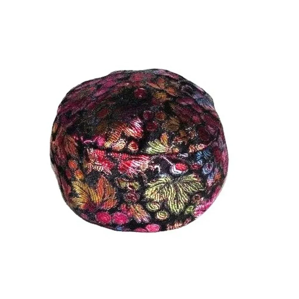 Vintage Floral Hat Womens Metallic Ombre Leaves Flowers Berries by Favorette Uni - Picture 2 of 10